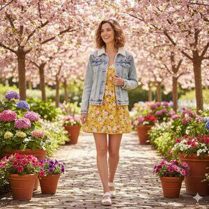 Driftwood Sherpa Embroidered Denim Jacket Size M